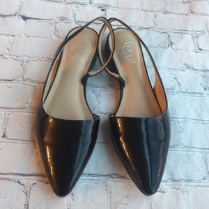 FRANCO SARTO SAVANNE SLINGBACK BLACK FLATS 9.5M
